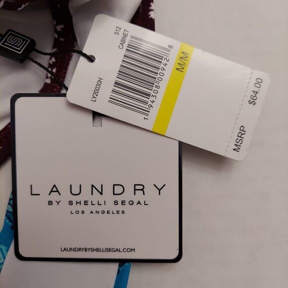 NWT LAUNDRY BY SHELLI SEGAL Sz M Floral Blue/Purple Bikini Bottoms - Picture 5 of 8